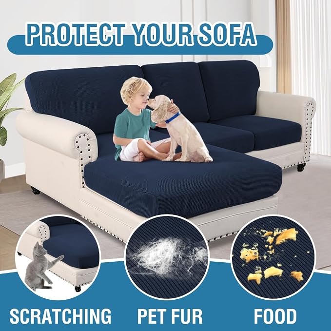 H.VERSAILTEX Sectional Couch Covers 6 Pieces Stretch Sofa Covers - Image 7