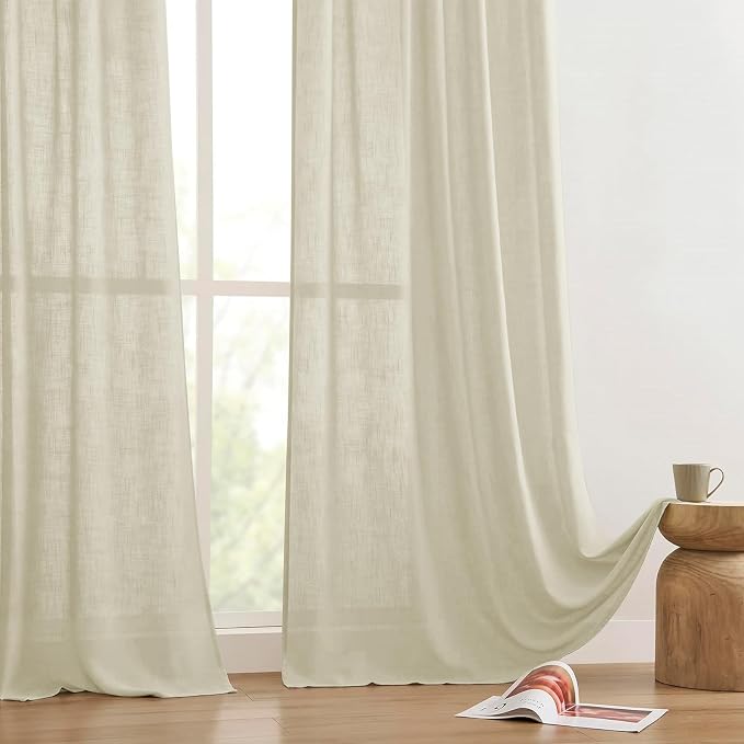 Joydeco Linen Curtains 90 Inch Length 2 Panels Set - Image 7
