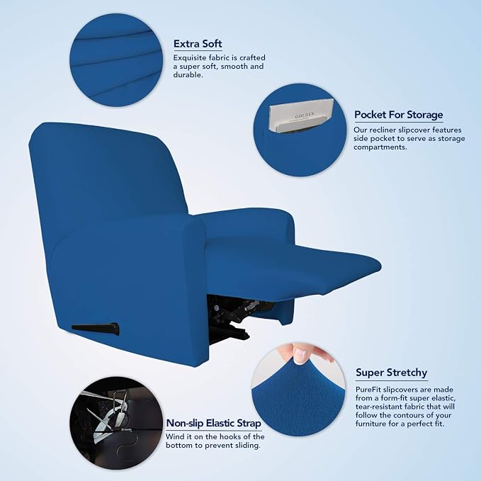 PureFit Stretc Recliner Chair Covers Fleece Soft Couch Covers - Image 3