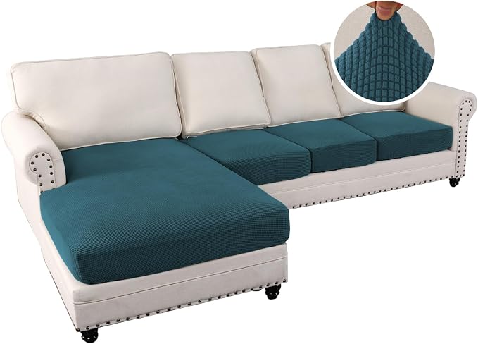H.VERSAILTEX Sectional Couch Covers 4 Pieces Sofa Seat Cushion Covers L Shape - Image 2