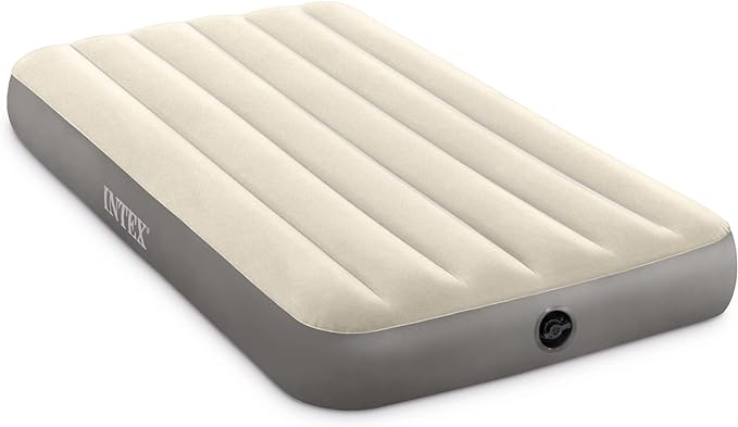Intex 64101E Dura-Beam Standard Single-High Air Mattress: Fiber-Tech – Twin Size – 10in Bed Height – 300lb Weight Capacity – Pump Sold Separately