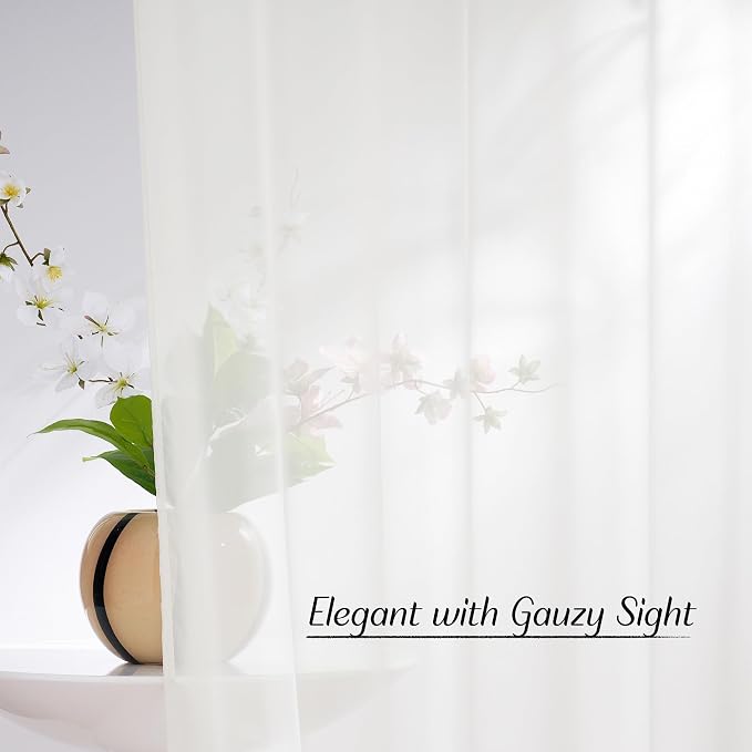 NICETOWN Natural Voile Sheer Bedroom Curtains 84 Inches Long, Grommet Airy & - Image 3