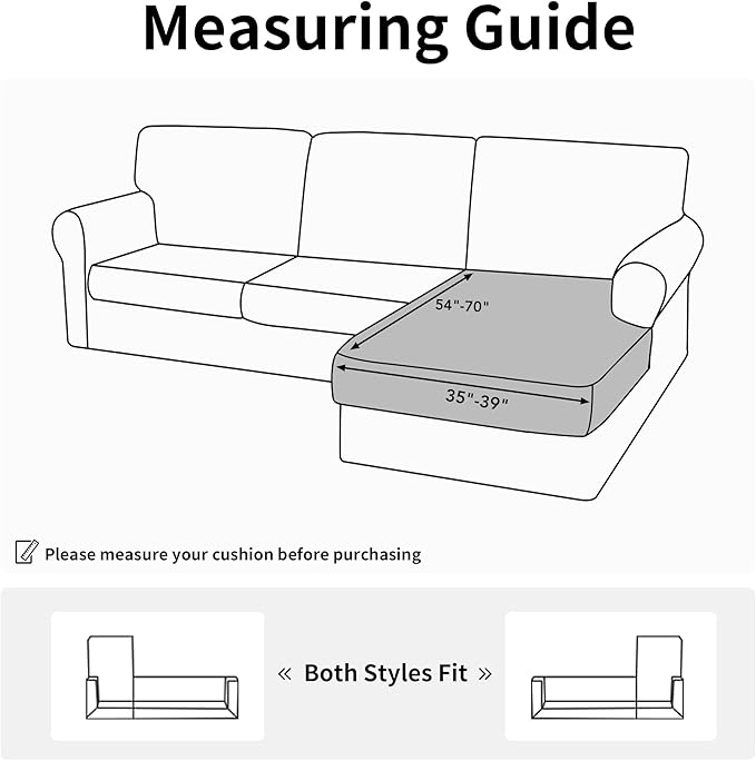 Easy-Going Stretch 1 Piece Chaise Lounge Cushion Slipcover | Sectional Couch - Image 2