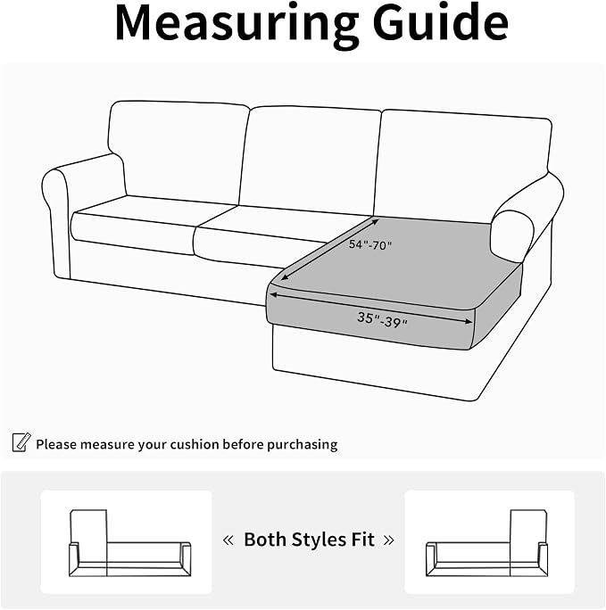 Easy-Going Stretch 1 Piece Chaise Lounge Cushion Slipcover | Sectional Couch - Image 2