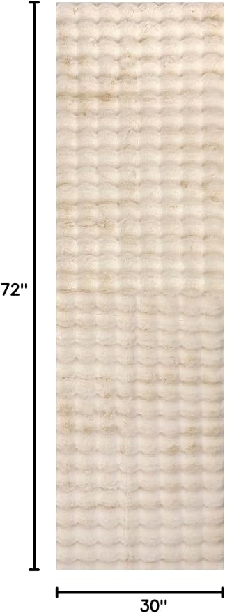 nuLOOM Jeni Beige Checkered Washable Runner Rug - Image 2