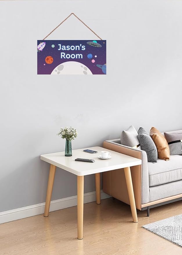 Personalized Universe Sign Planet Wall Art Decor For Kids Room UFO Decoration Nursery Decor Space Party Decorations For Little Man Cave Rocket Door Decor For Boys Room Girls Bedroom