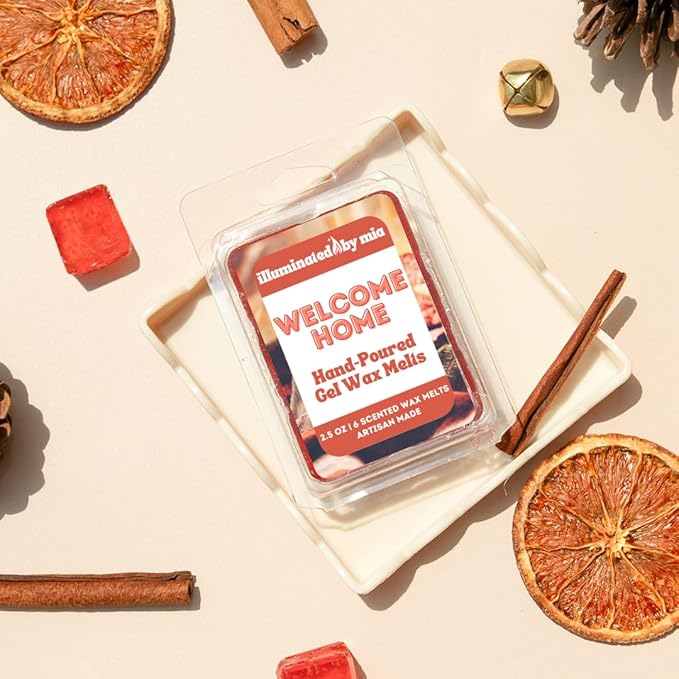 Cinnamon Trio Gel Wax Melts - Jelly Cubes for Wax Warmer, Reusable Mess Free 96 Hr Burn Time, Paraben Phthalate Free Melts, Includes Welcome Home, Cinnamon Sticks, Cinnamon Apple Pie