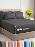 Extra Deep Queen Sheet Set - 6 Piece Breathable & Cooling Sheets - Hotel Luxury Bed Sheets Set - Easy & Secure Fit - Soft, Wrinkle Free & Comfy Sheets Set - Charcoal Sheet Set with Extra Deep Pockets