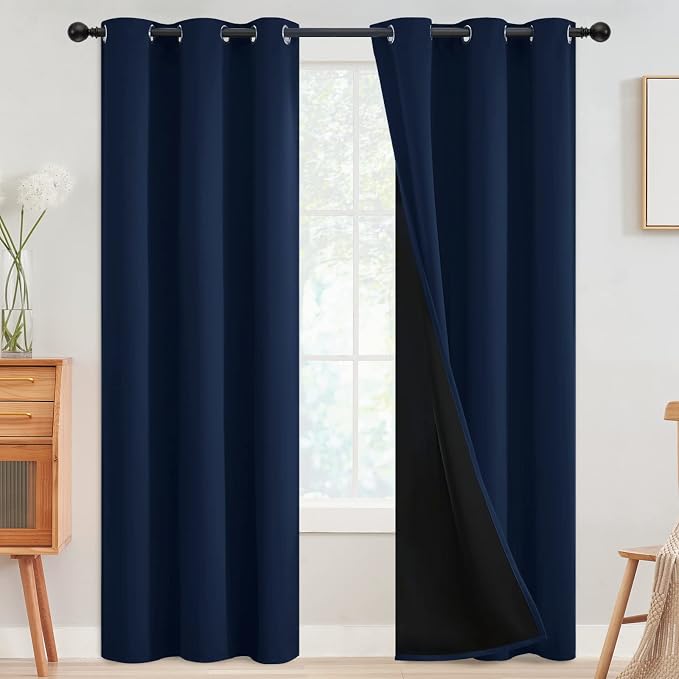 SimpleHome Navy Blue 100% Blackout Curtains Room Darkening Living Room 84 | by SimpleHome