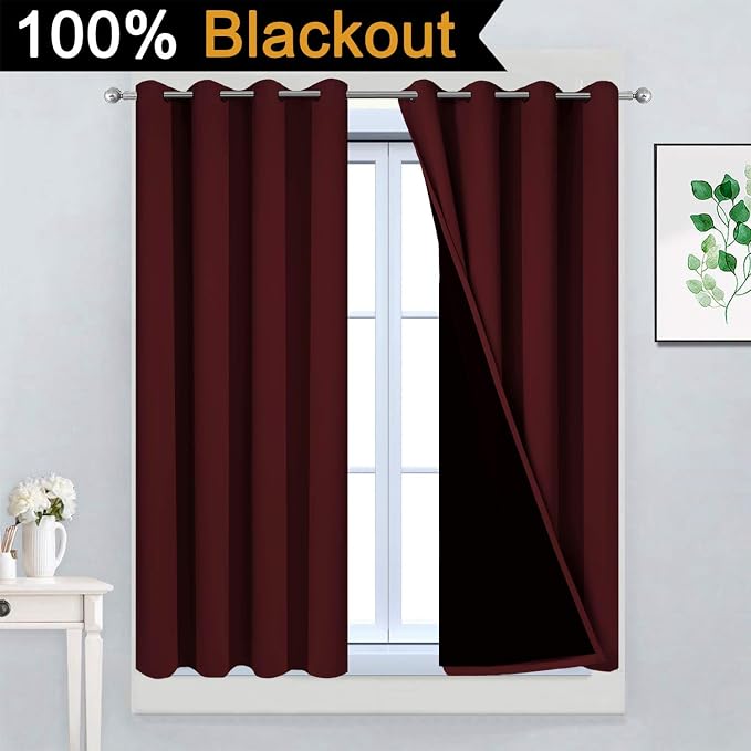 Yakamok Burgundy Red Blackout Curtains 45 Inches Long - Image 2