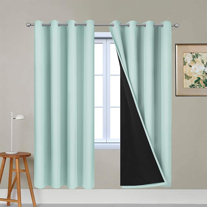 Yakamok Aqua 100% Blackout Curtains 72 Inches Long by Yakamok