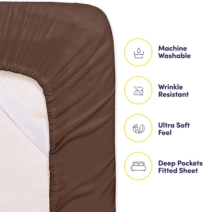 Twin XL Size Bed Sheets - 4 Piece 1500 Supreme Collection Fine Brushed Microfiber Deep Pocket Twin X-Large Sheet Set Bedding - 1 EXTRA PILLOW CASES, GREAT VALUE, Twin XL, Brown