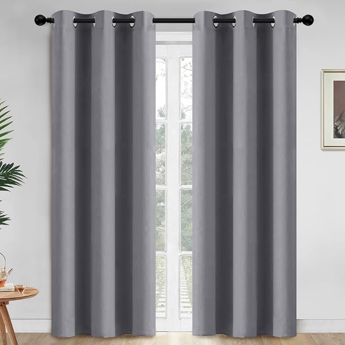 Yakamok Grey Room Darkening Curtains 42x84 inch Gray Grommet-Living Room | 2 by Yakamok