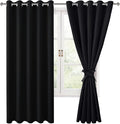 Blackout Curtains for Bedroom, 60 x 63 Inches Length Black 2 Panels | Thermal by Hiasan