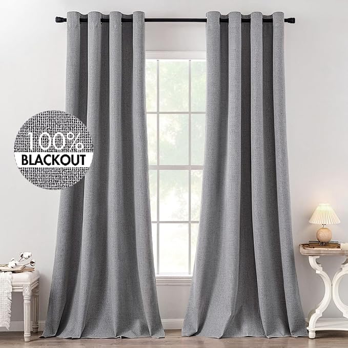 MIULEE 100% Blackout Linen Curtains by MIULEE