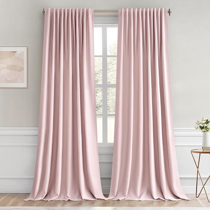 MIULEE Light Pink Back Tab Blackout Curtains 66x96 Inch Length 2 Panels Set | by MIULEE