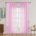 Light Pink Sheer Curtains 84 Inches Long 2 Panels Set, Light Filtering Sheer by OVZME