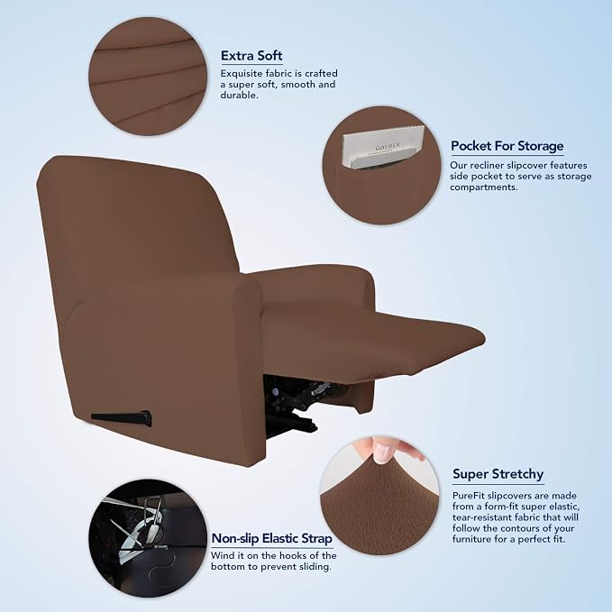 PureFit Stretc Recliner Chair Covers Fleece Soft Couch Covers - Image 3
