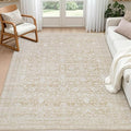 5x7 Area Rugs Living Room: Bedroom Washable Carpet Natural Beige | Large by Luxturiy