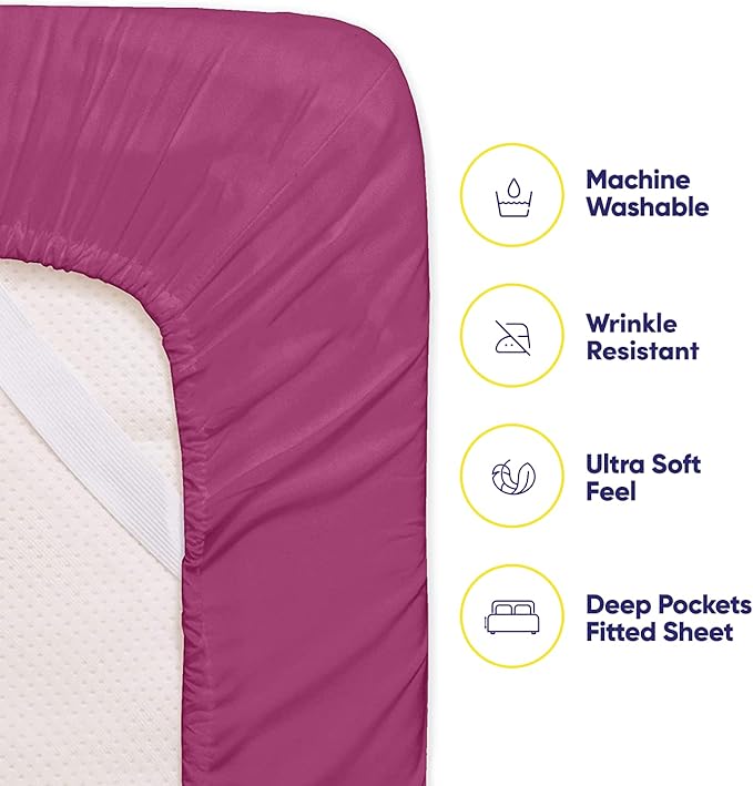 Twin XL Size Bed Sheets - 4 Piece 1500 Supreme Collection Fine Brushed Microfiber Deep Pocket Twin X-Large Sheet Set Bedding - 1 EXTRA PILLOW CASES, GREAT VALUE, Twin XL, Berry