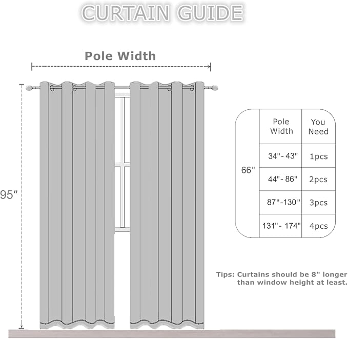 Blackout Curtains 66 x 95 inch/Light Beige Curtains Set of 2 Panels/Thermal - Image 4