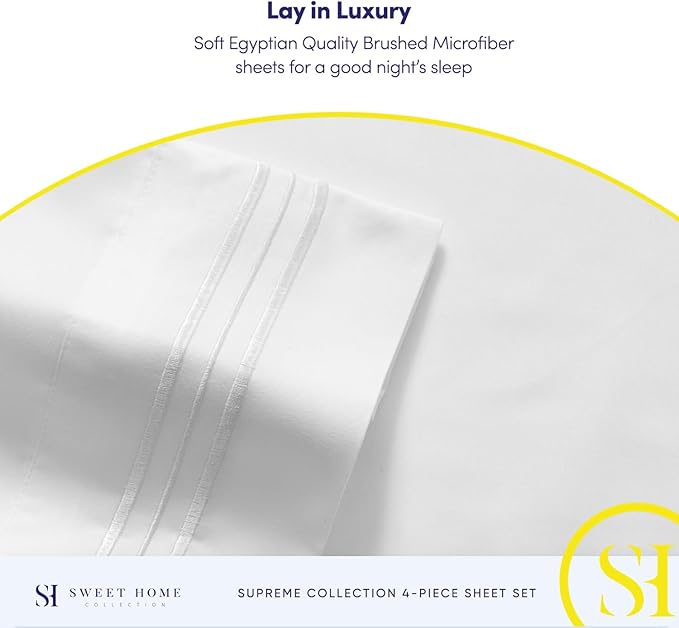 Twin Sheets - Breathable Luxury Sheets with Full Elastic & Secure Corner Straps Built In - 1800 Supreme Collection Extra Soft Deep Pocket Bedding Set, Sheet Set, Twin, White