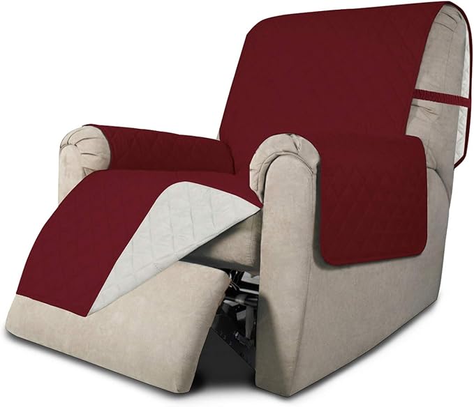Easy-Going Reversible Couch Cover, Recliner 19 in, Christmas Red/Ivory | by Easy-Going