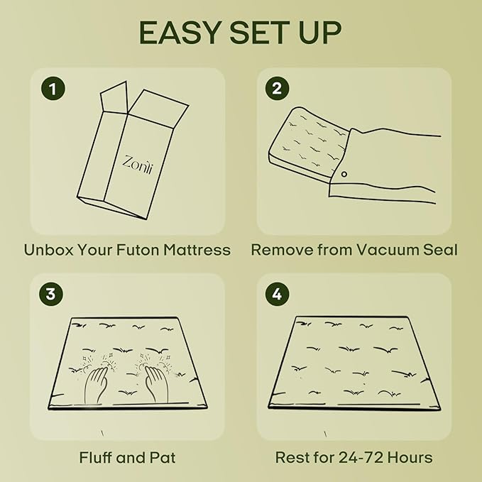 ZonLi Japanese Floor Futon Mattress Twin Size 75"x 39", 100% Cotton Cover 2.5'' Thicken Tatami Mattress, Foldable Sleeping Pad, Portable Dormitory Tatami Mat(Khaki)