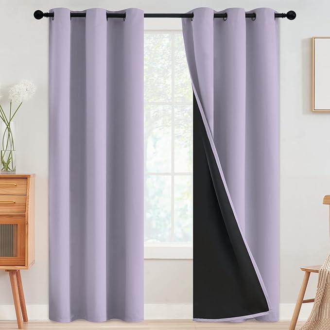 SimpleHome Lilac 100% Blackout Curtains Room Darkening Living Room 84 Inch | by SimpleHome