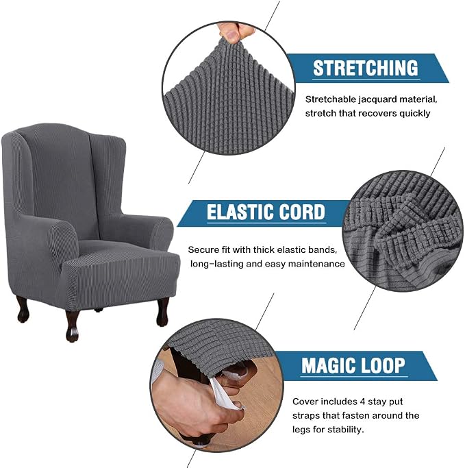 H.VERSAILTEX Wing Chair Slipcover Chair Covers - Image 3
