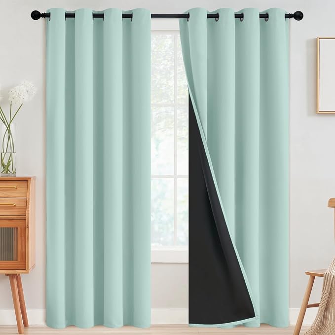 SimpleHome Aqua 100% Blackout Curtains Room Darkening Living Room 84 Inch | by SimpleHome
