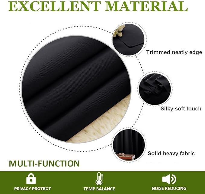 NICETOWN Room Separating Divider Curtain Screen Partition, Function Thermal Blackout Noise Reducing Curtain, Sliding Door Insulated Drape for Patio, Black, 8.3ft Wide x 9ft Long