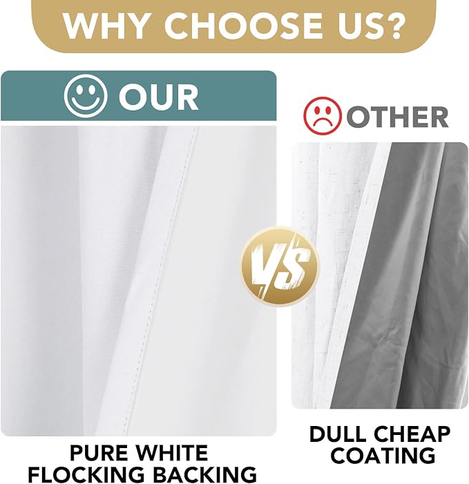 H.VERSAILTEX White Curtains 96 inches Long, 100% Blackout Curtains - Image 4