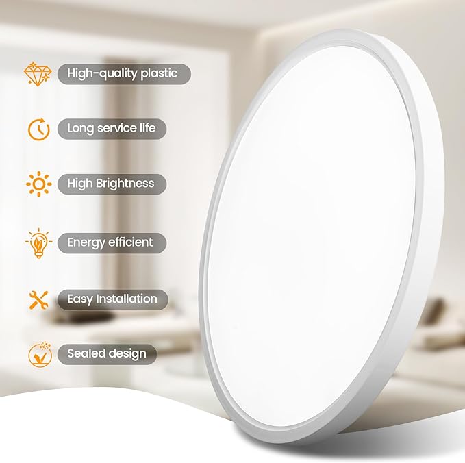 TALOYA Flush Mount Ceiling Light,4 Pack,12 Inch,20W, 5000K Daylight Super Slim LED Ceiling Light for Bedroom, Living Room, Kitchen, Laundry and Hallway