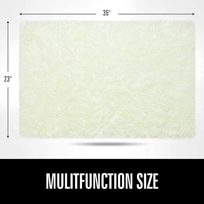 LOCHAS 2x3 Area Rugs Cream Fluffy Living Room Carpets - Image 2