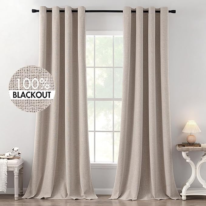 MIULEE 100% Blackout Linen Curtains by MIULEE