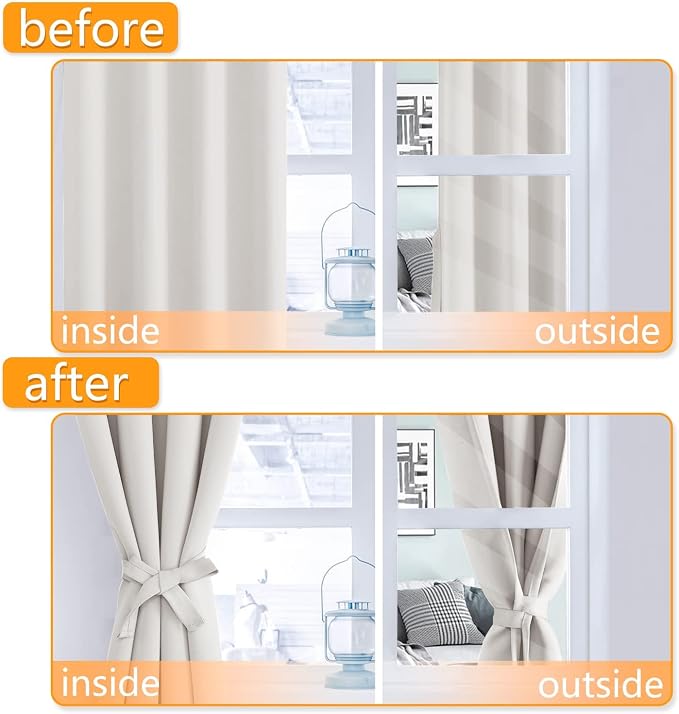 Blackout Curtains for Bedroom, 52 * 30 Length, Ivory | Thermal Insulated & - Image 5