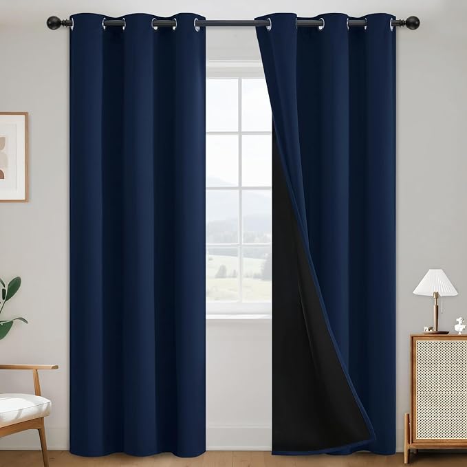 SimpleHome Navy Blue 100% Blackout Curtains Room Darkening Living Room 84 | by SimpleHome