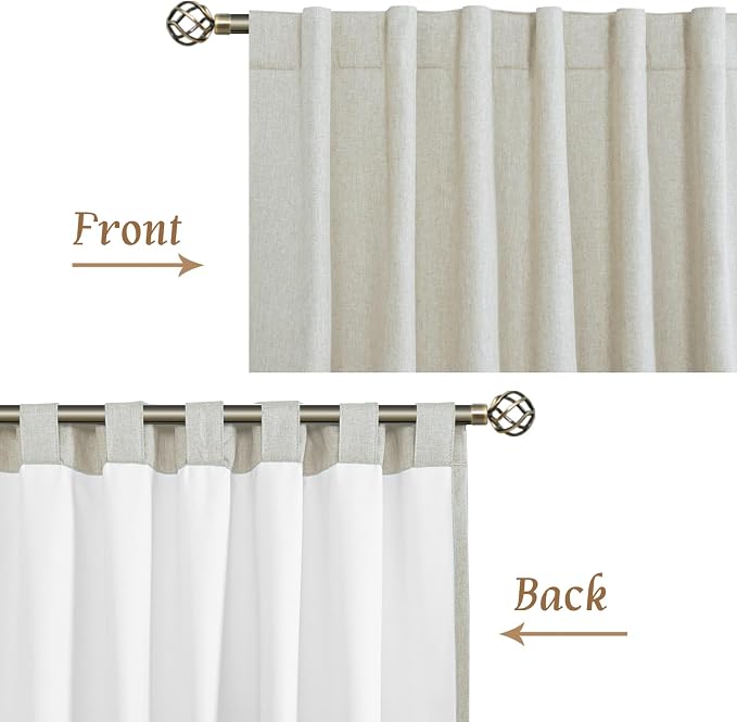 54 Inch Natural 100% Blackout Linen Curtains - Image 8
