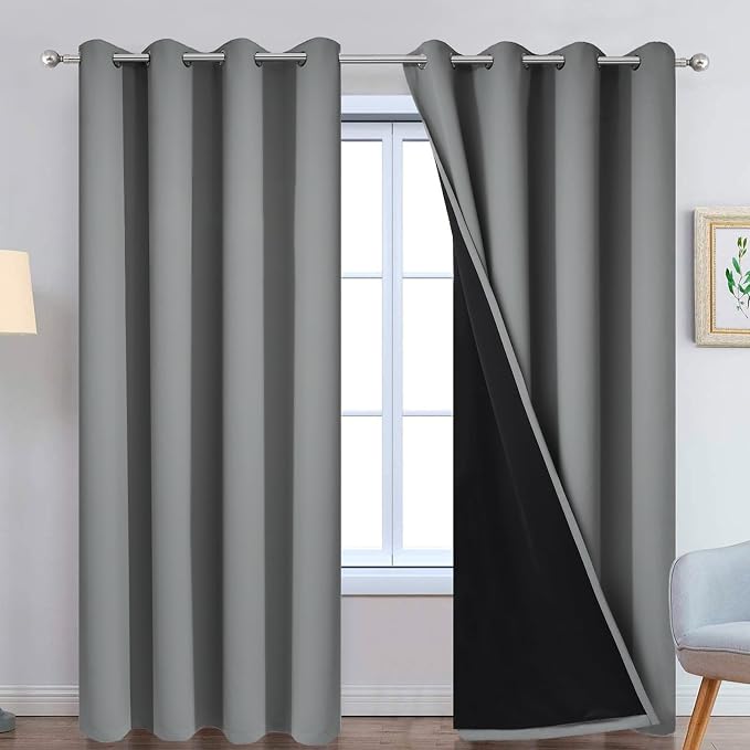 Yakamok Grey Blackout Curtains 90 Inches Long by Yakamok