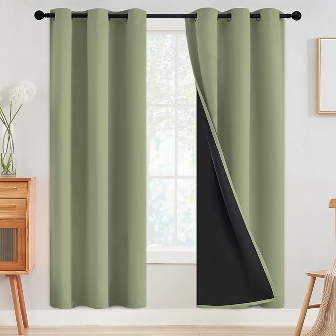SimpleHome Sage 100% Blackout Curtains Room Darkening Living Room 72 Inch | by SimpleHome