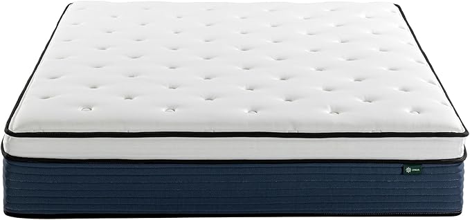 ZINUS 12 Inch Comfort Support Hybrid Mattress [New Version], King, Fiberglass Free, Medium Plush, Motion Isolation, Certified Safe Foams & Fabric, Mattress in A Box