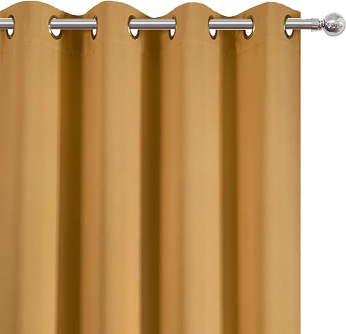 Blackout Curtains 66 x 84 inch/Mustard Yellow Curtains Set of 2 Panels/Thermal - Image 6