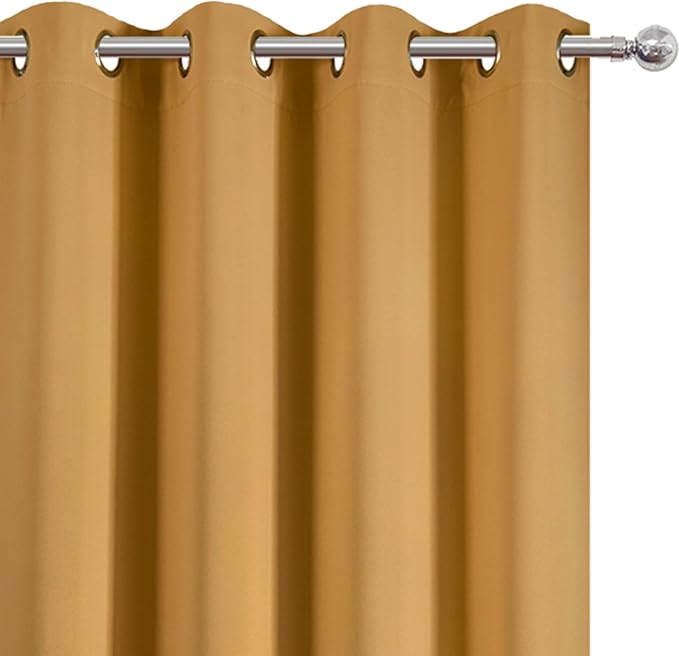 Mustard Yellow Thermal Blackout Curtains/52 x 45 Inch/Set of 2 Panels Room - Image 6