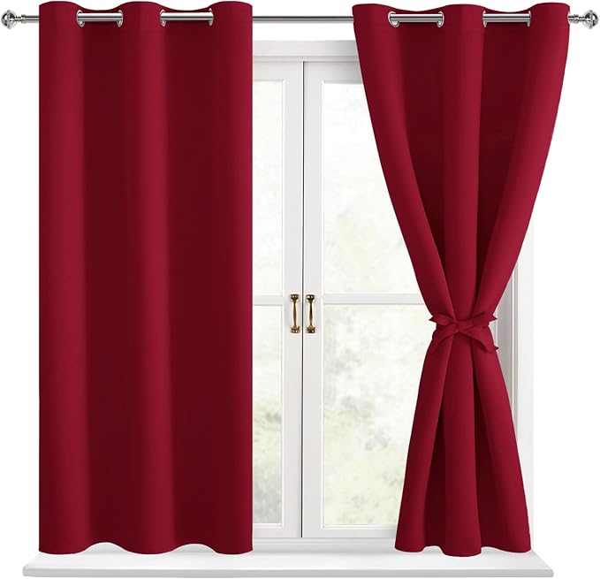Blackout Curtains for Bedroom, Christmas Red 38 x 54 Inch, 2 Panels | Thermal by Hiasan