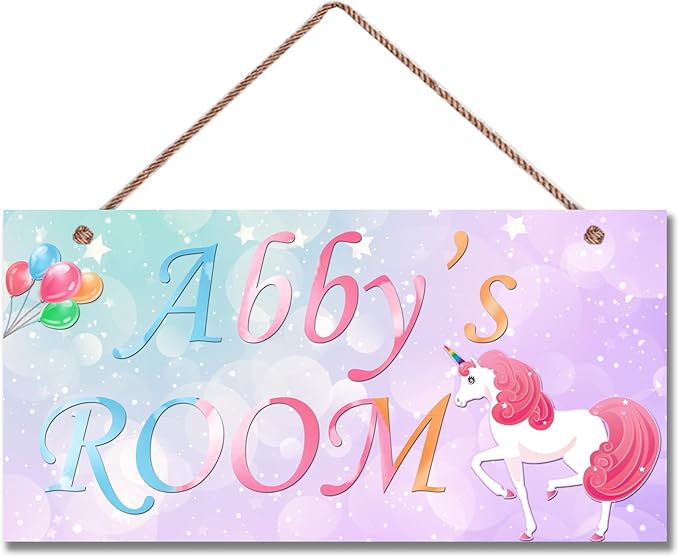Personalized Signs Unicorn Sign, Unicorn Canvas Wall Art for Teen Girls Room Boys Bedroom Nursery, Cute Dreamworld Kids Room Birthday Party, Bathroom, Playroom