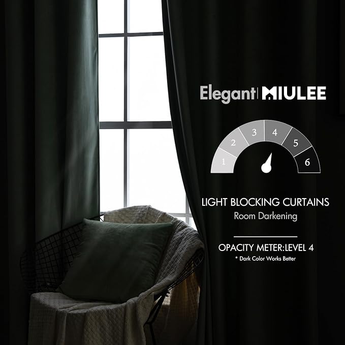 MIULEE Sage Green Velvet Curtains 52x84 inches Luxury Blackout Curtains | - Image 5