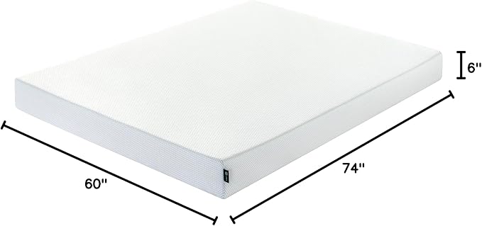 ZINUS 6 Inch Green Tea Cooling Memory Foam Mattress [New Version], Short Queen, Fiberglass Free, Medium Firmness, Cooling Gel Foam, Certified Safe Foams & Fabric, Mattress in A Box
