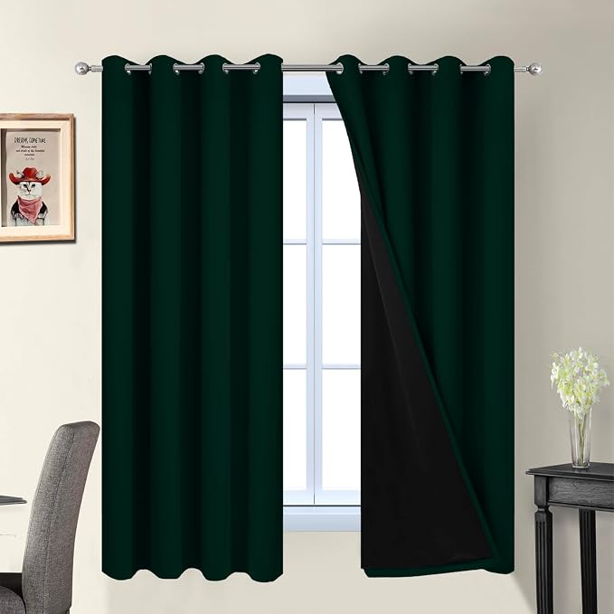 Yakamok Pine Tree Green 100% Blackout Curtains 63 Inches Long 52" Wide | by Yakamok