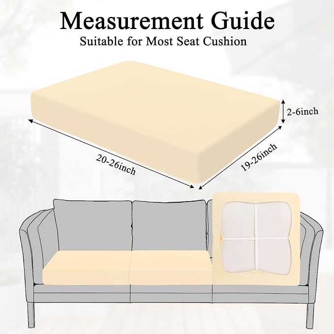 HEBE Outdoor Cushion Covers 12 Pcs, Stretch Patio Sofa Couch Cushion Cover | - Image 3